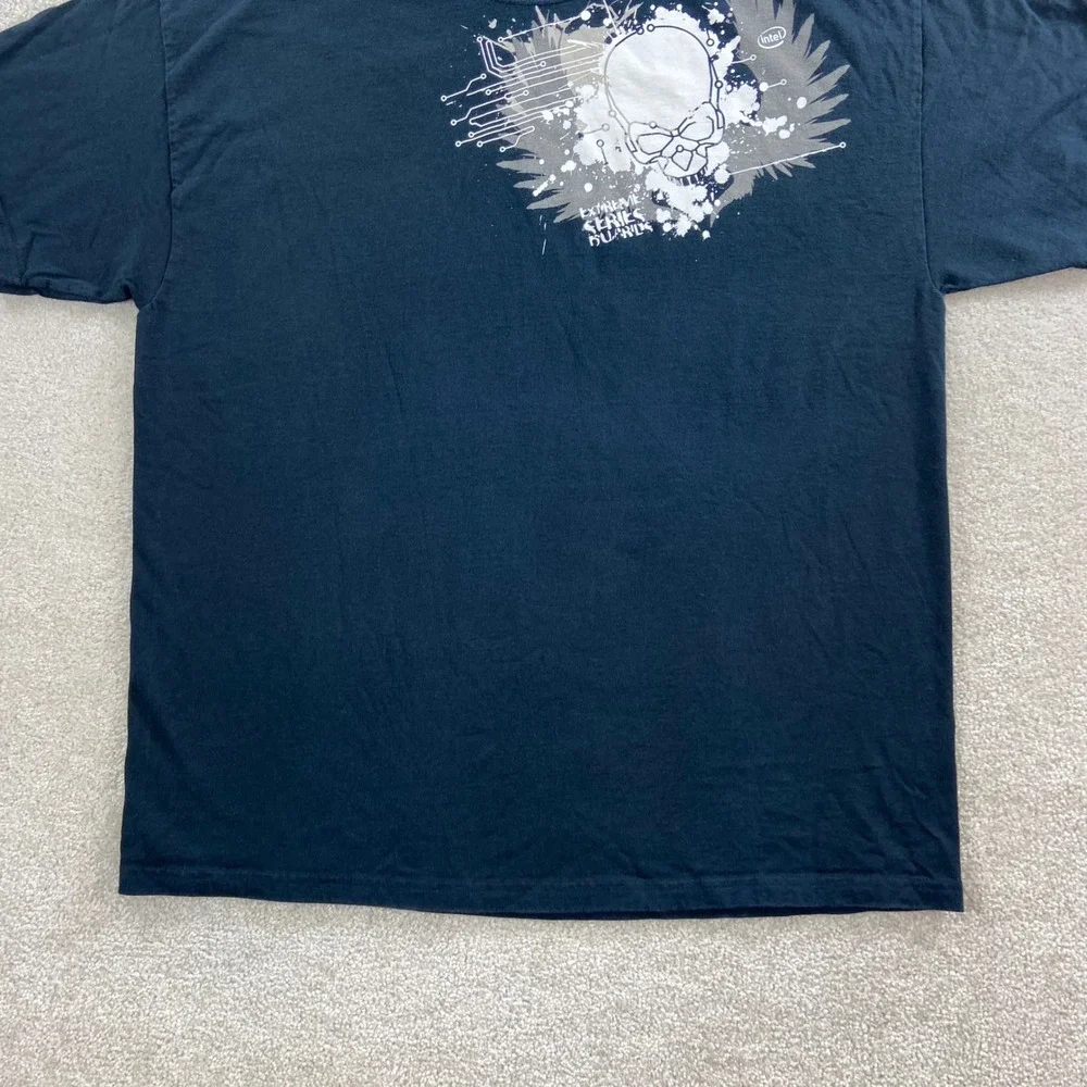 Vtg Intel Extreme Series Boards T-Shirt Mens XL Skull Graphic Tee Tech Promo